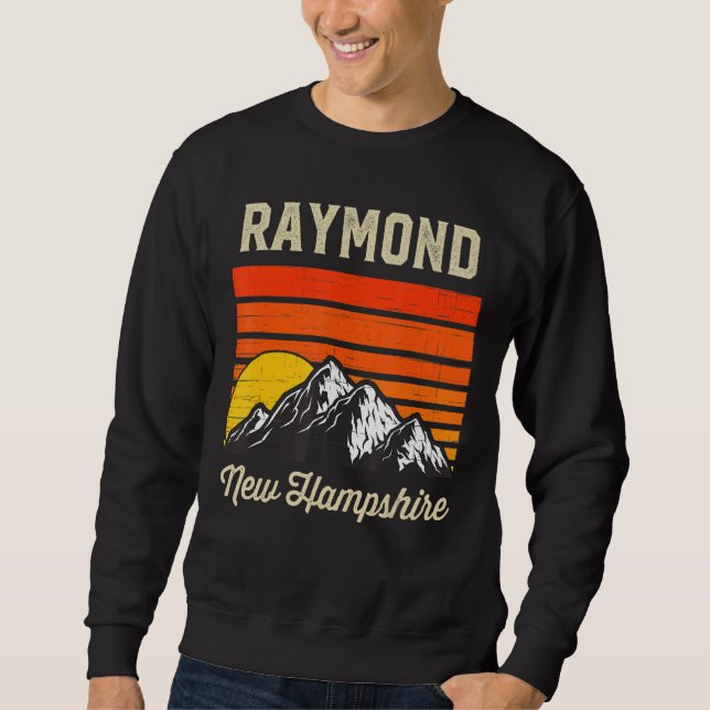 Raymond New Hampshire Hometown City State Retro Us Lång Ärmad Tröja (Framsida)