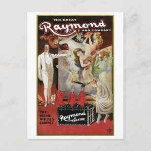 Raymond The Underbar ~ Witches Vintage Magic Act Vykort