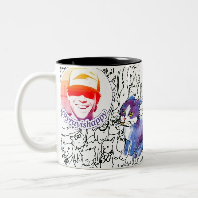 RayRay Logo Scribbles Mug Två-Tonad Mugg (Vänster)