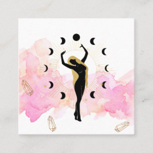 *~* Rays Crystals Cosmic Guld Black Goddess Måne Fyrkantigt Visitkort