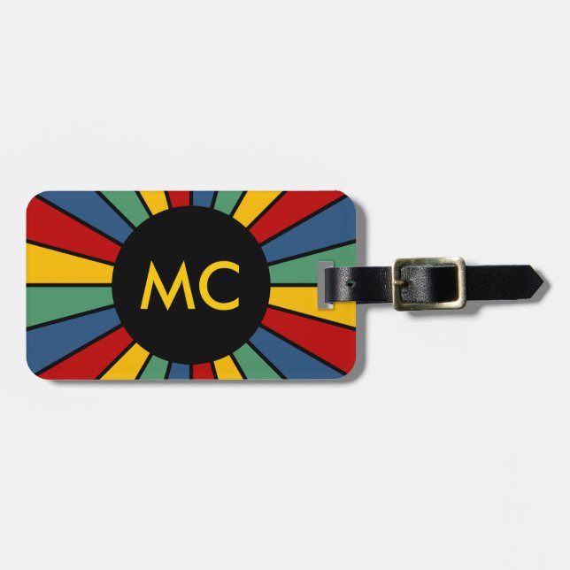 RAYS-KNAPP I + foto, text, Monogram Bagagebricka (Horisontell Framsida)