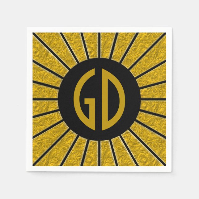 RAYS-KNAPPEN guld + foto, text, Monogram Pappersservett (Framsidan)