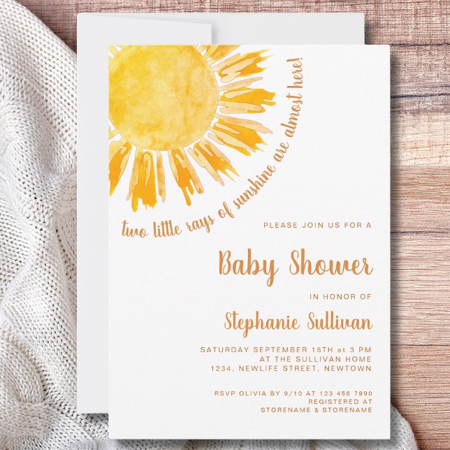 Rays of Sunshine Twillingars Baby Shower Inbjudningar (Skapare uppladdad)