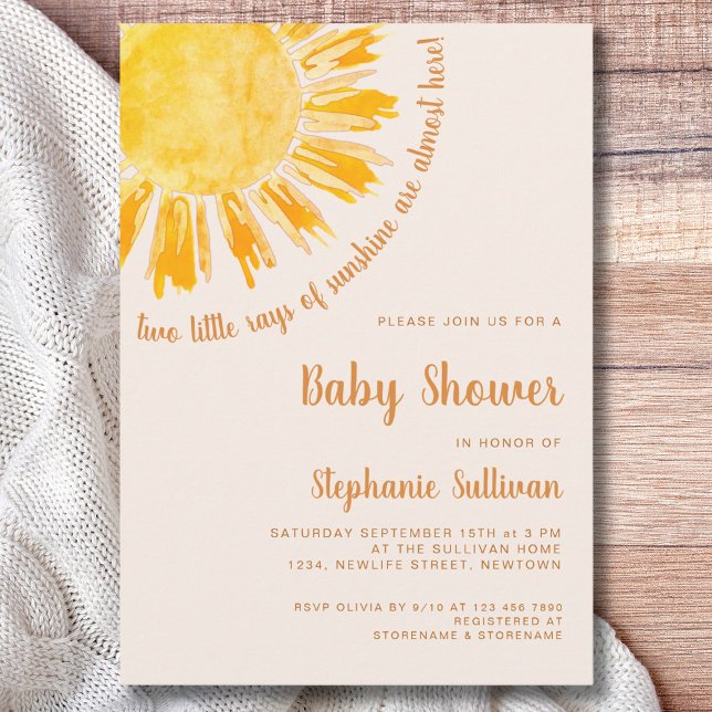 Rays of Sunshine Twillingars Baby Shower Inbjudningar (Skapare uppladdad)