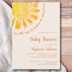 Rays of Sunshine Twillingars Baby Shower Inbjudningar