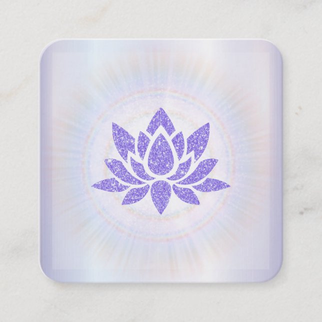 *~* Rays Reiki Energy Healing Lotus Lavender Fyrkantigt Visitkort (Framsida)