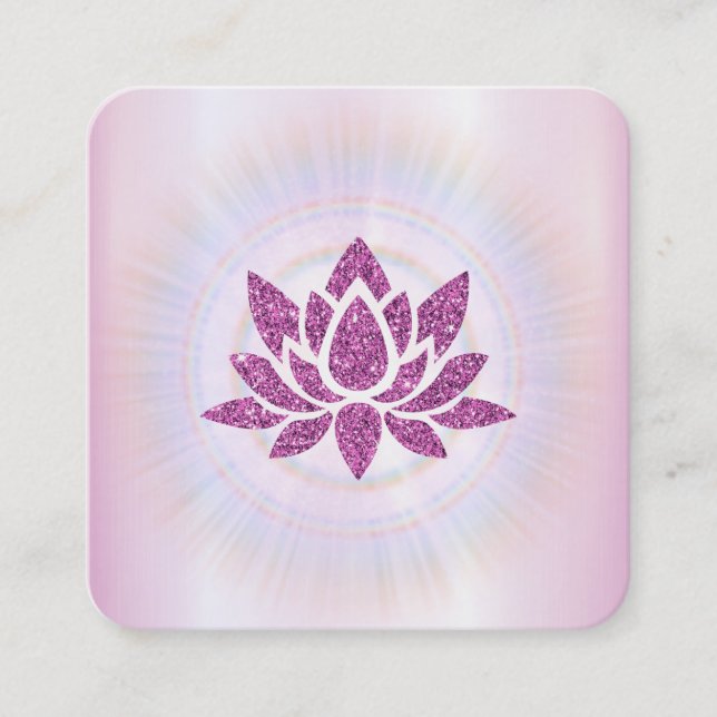 *~* Rays Reiki Energy Healing Lotus MAGENTA Fyrkantigt Visitkort (Framsida)
