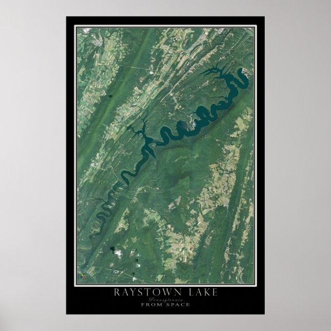Raystown Sjö Pennsylvania Satellite Poster Karta (Framsidan)