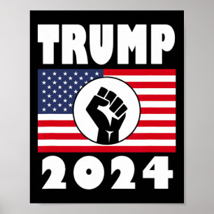 Razed Fist Trump 2024 American Flagga Patriot Poster