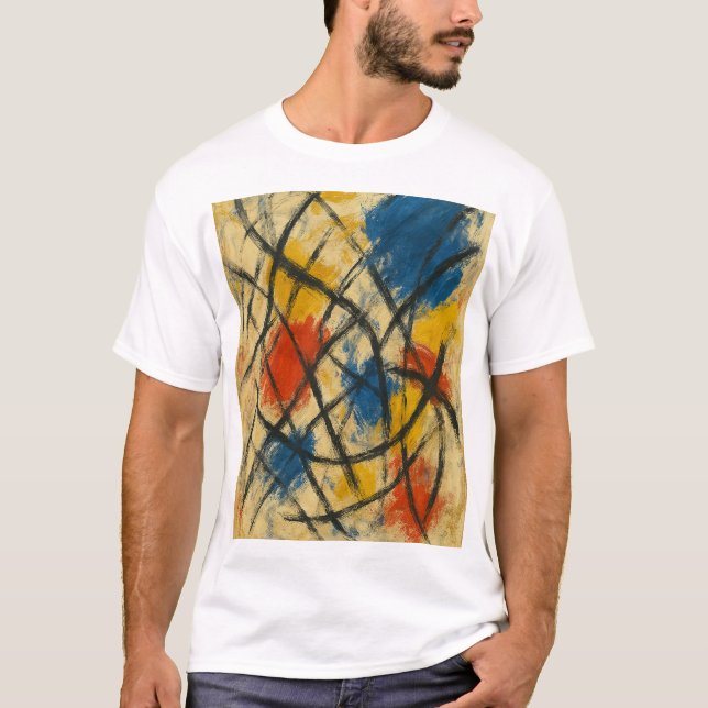 RAZID Abstract Expressionist Art – Bold Color Moti T Shirt (Framsida)
