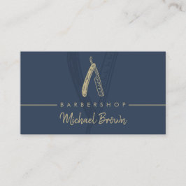 Razor Barberaffär Navy Visitkort
