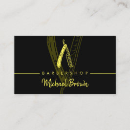 Razor BarberShop Logotyp Svart Gul Visitkort