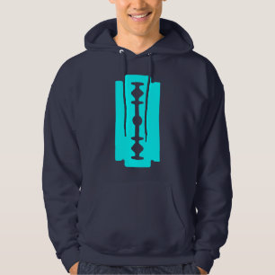 Razor Blade - Cyan på Mörk Hoodie