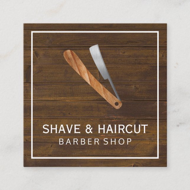 Razor Rustic Wood White Box Fyrkantigt Visitkort (Framsida)