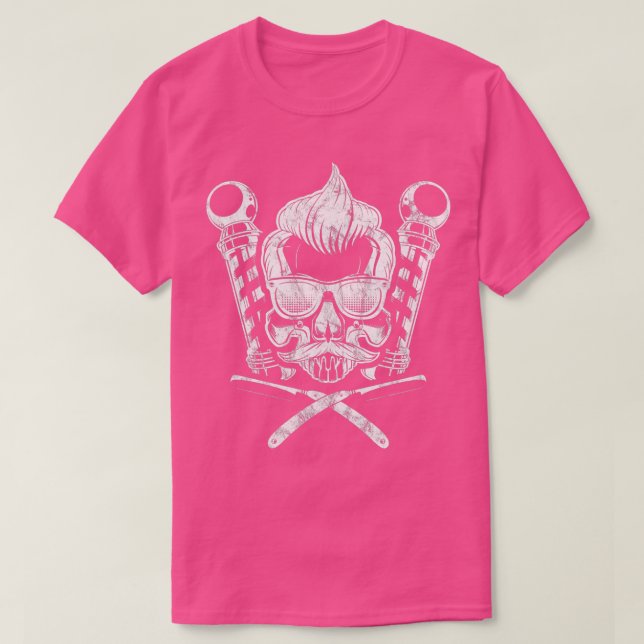 Razor Skull Barber Shop T Shirt (Design framsida)