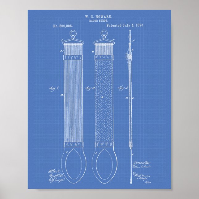 Razor Strop 1893 Patent Art Blueprint Poster (Framsidan)