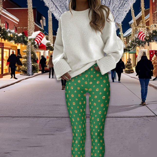 Razzle Dazzle jul Glitter Polka dots Grönt Leggings (Skapare uppladdad)
