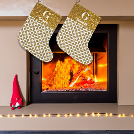 Razzle Dazzle jul Glittery Guld Stars Stor Julstrumpa