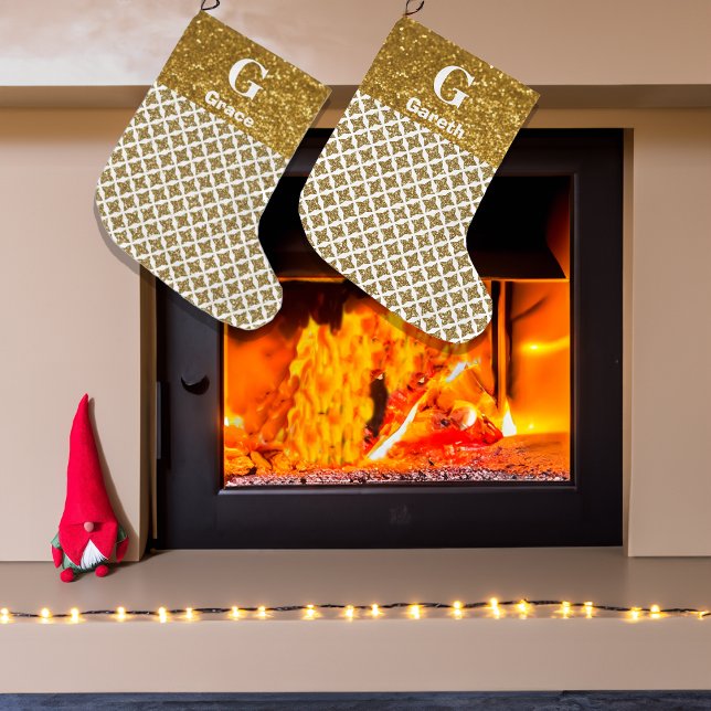 Razzle Dazzle jul Glittery Guld Stars Stor Julstrumpa (Skapare uppladdad)