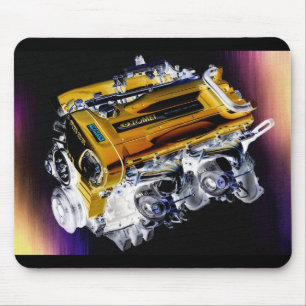 RB26 kopplar samman den Turbo motorn Mousepad Musmatta