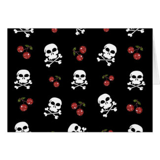 RB Rockabilly Döskallars and Cherries on Black Hälsningskort