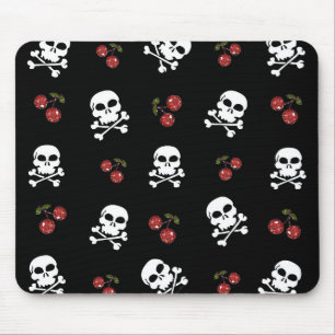 RB Rockabilly Döskallars and Cherries on Black Musmatta