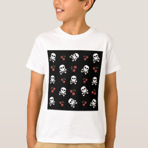 RB Rockabilly Döskallars and Cherries on Black Tee Shirt