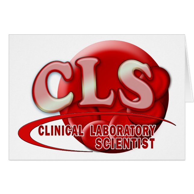 RBC CLS CLINICAL LABORATORY SCIENTIST SWOOSH LOGOT HÄLSNINGSKORT (Framsidan Horizontal)