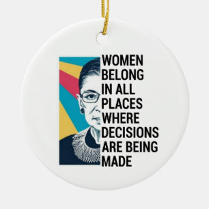 RBG-citat, Ruth Bader Ginsburg-citat Julgransprydnad Keramik
