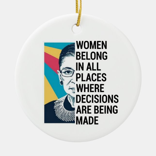 RBG-citat, Ruth Bader Ginsburg-citat Julgransprydnad Keramik (Framsidan)