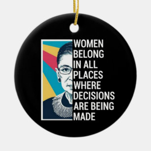 RBG-citat, Ruth Bader Ginsburg-citat Julgransprydnad Keramik