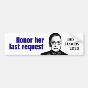 RBG: Hedra hennes senaste begäran - Bumper Sticke Bildekal