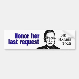 RBG: Hugga hennes senaste begäran - Bumper Sticker Bildekal