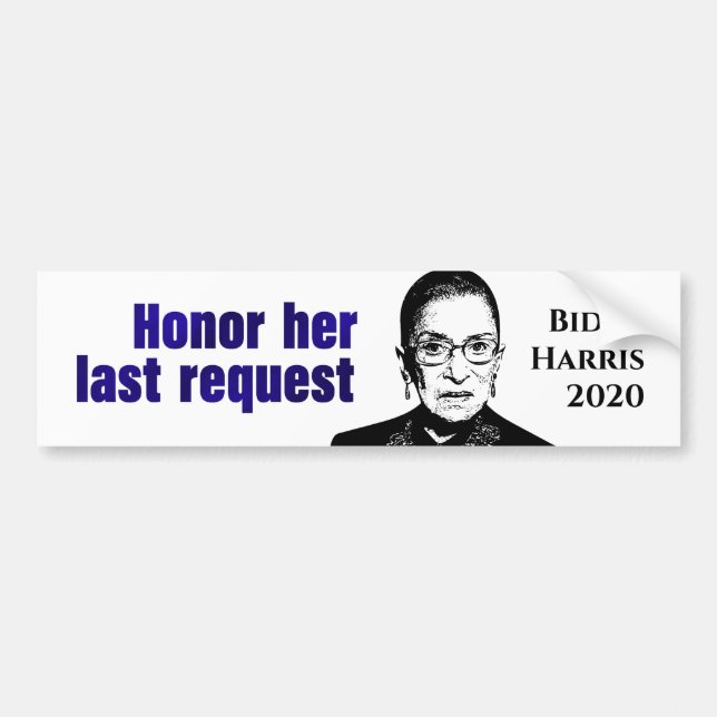 RBG: Hugga hennes senaste begäran - Bumper Sticker Bildekal (Framsidan)