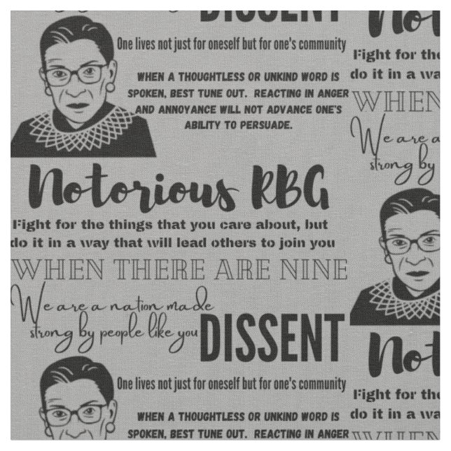 RBG och hennes citat Tyg (Närbild)