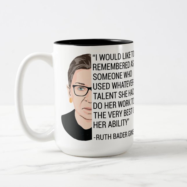 RBG Ruth Bader Ginsburg Tribute RIP Två-Tonad Mugg (Vänster)