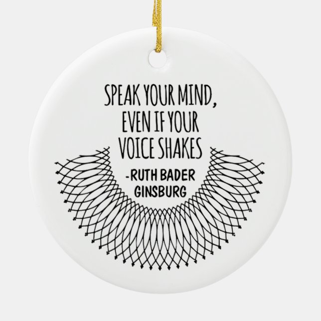 RBG talar ditt sinne även om rösten skakar Julgransprydnad Keramik (Baksidan)