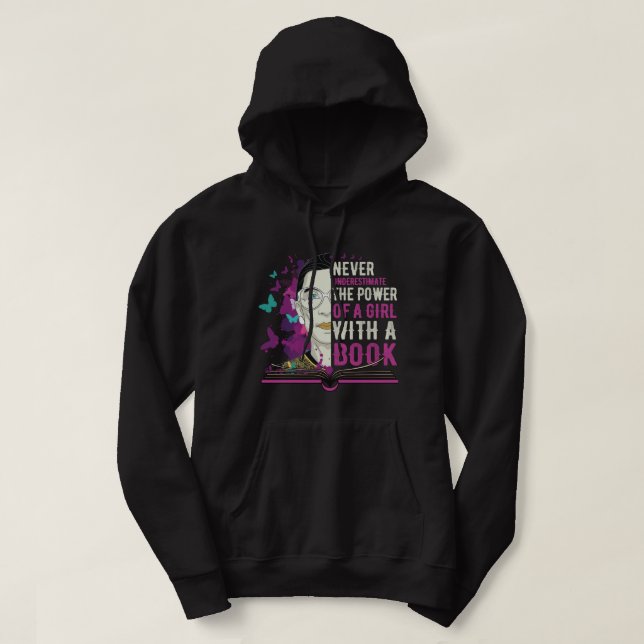 RBG - Underskatta aldrig en flicka med Bok Hoodie (Design framsida)