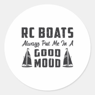 RC Boat satte mig i en Bra Mood Radio Model RC Boa Runt Klistermärke