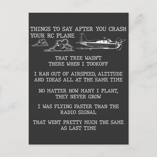 RC Flygplan Pilot Aviation Hobby Airplane älskare Vykort (Framsida)