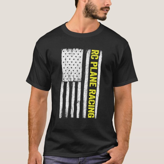 Rc Flygplan Tävla American Flagga Radio Kontrolled T Shirt (Framsida)