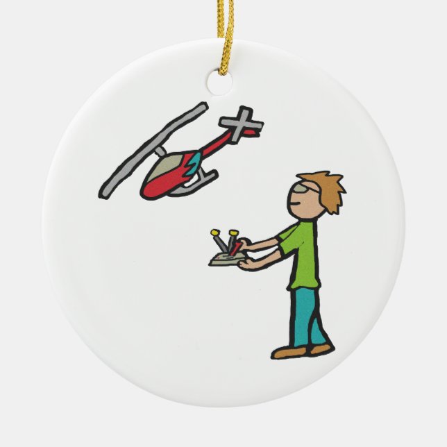 RC-modellhelikopterflygning Julgransprydnad Keramik (Framsidan)