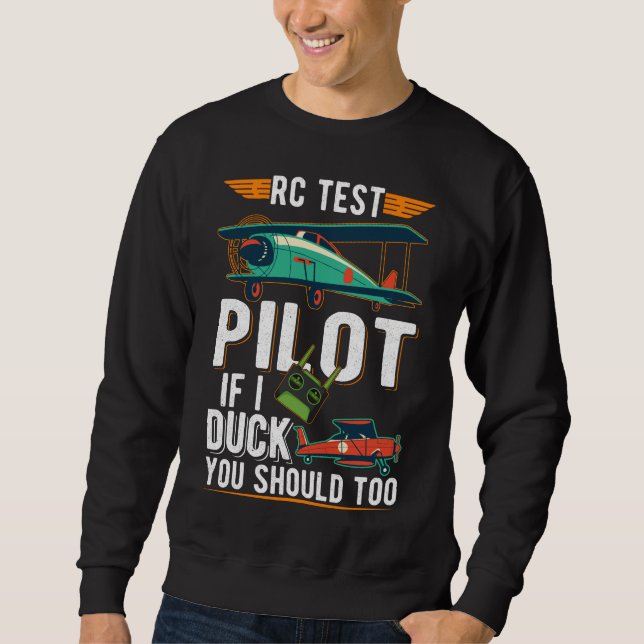 RC Pilot Witty Aircraft Funny Airplane Lång Ärmad Tröja (Framsida)