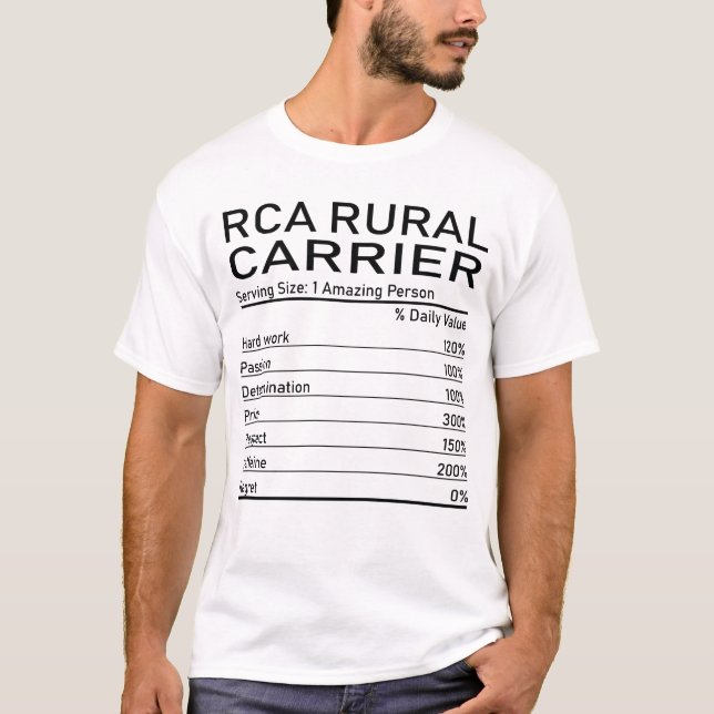 Rca Rural Carrier Fantastisk Person Nutrition Fact T Shirt (Framsida)