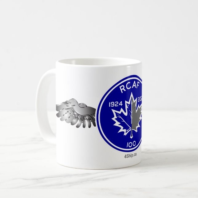 RCAF 100 Vintage Grått Logotyp Mugg (Framsida vänster)