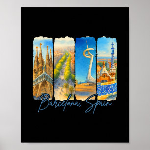 Rcelona Spanien Resa Tripp Borstströk Souvenir Poster