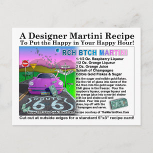 RCH BTCH Martini Recipe-vykort Vykort