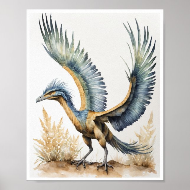 rchaeopteryx Dinosaur Watercolor Wallart Poster (Framsidan)