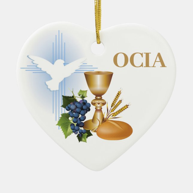 RCIA Congratulations Catholic Sacrament Symbols Julgransprydnad Keramik (Framsidan)