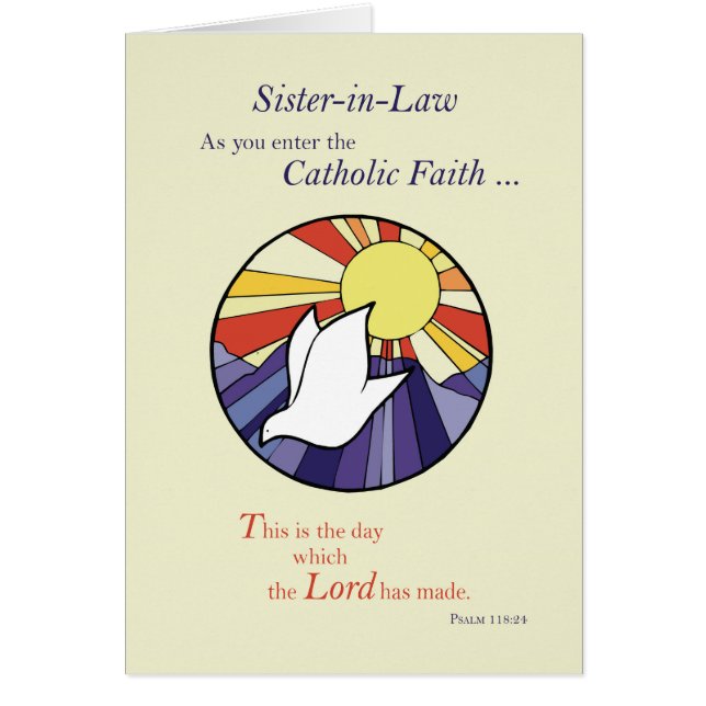 RCIA Dove Circle on Gult, Sister in Law, Convert Hälsningskort (Framsidan)